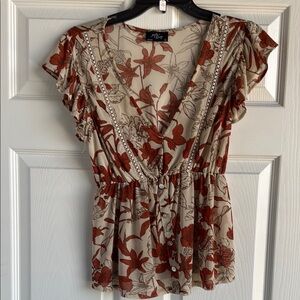 Poetry Red and Cream Floral Blouse